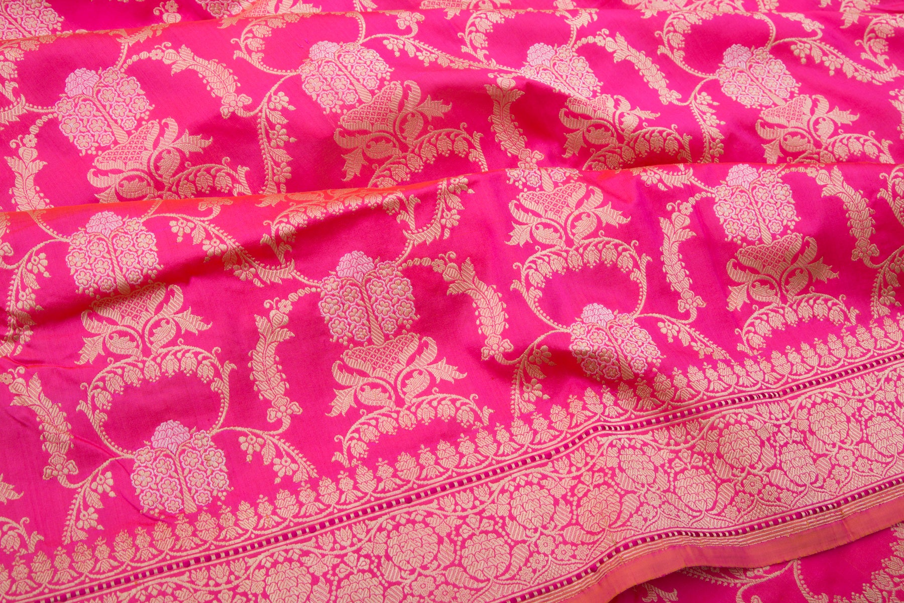 Banarasi Silk Kadwa Jaal Pink Saree