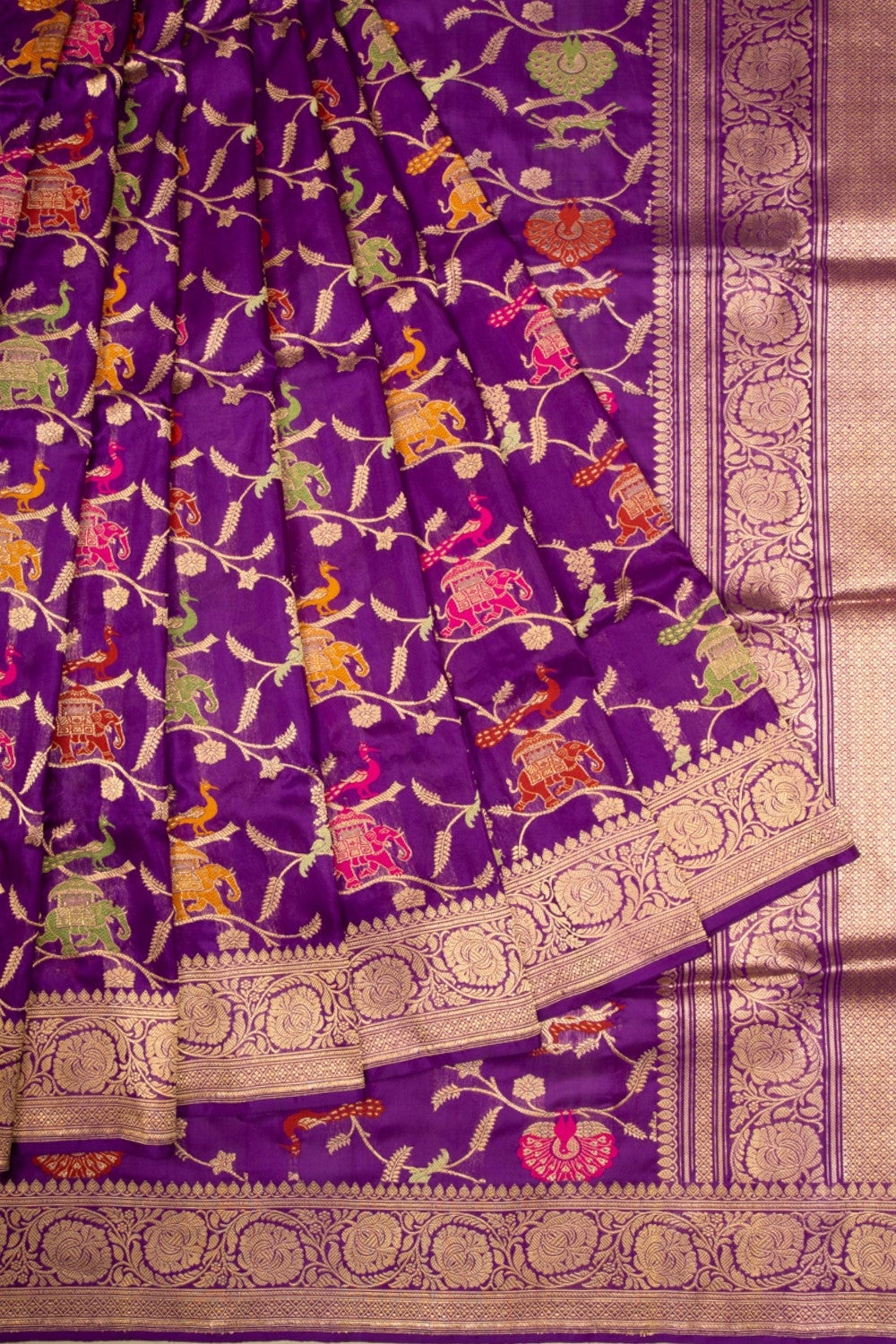 Banarasi Silk Kadwa Jaal Violet Saree