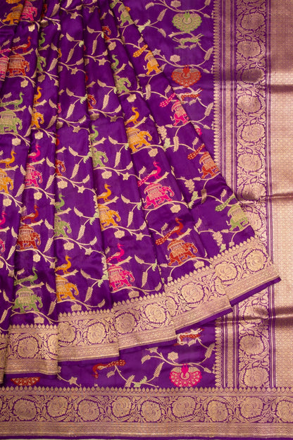 Banarasi Silk Kadwa Jaal Violet Saree