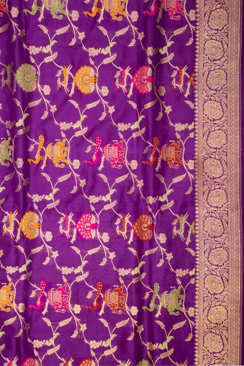 Banarasi Silk Kadwa Jaal Violet Saree