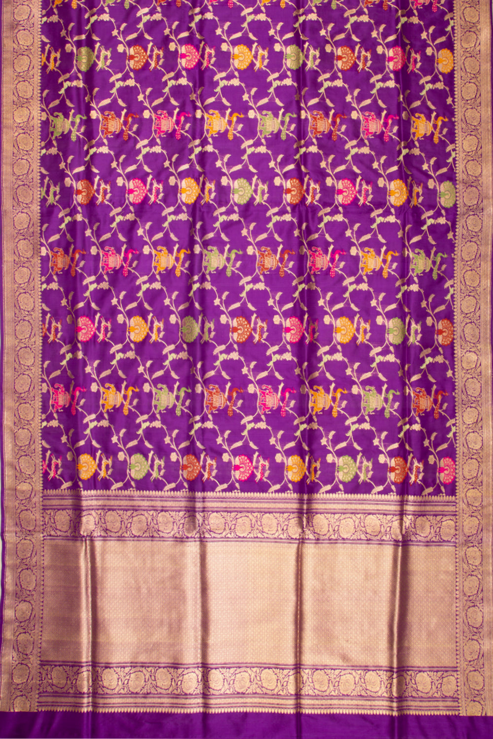 Banarasi Silk Kadwa Jaal Violet Saree