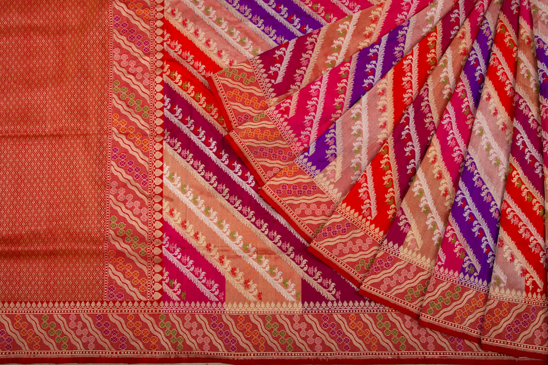 Banarasi Silk Rangkat Kadwa Jaal Multicolor Saree