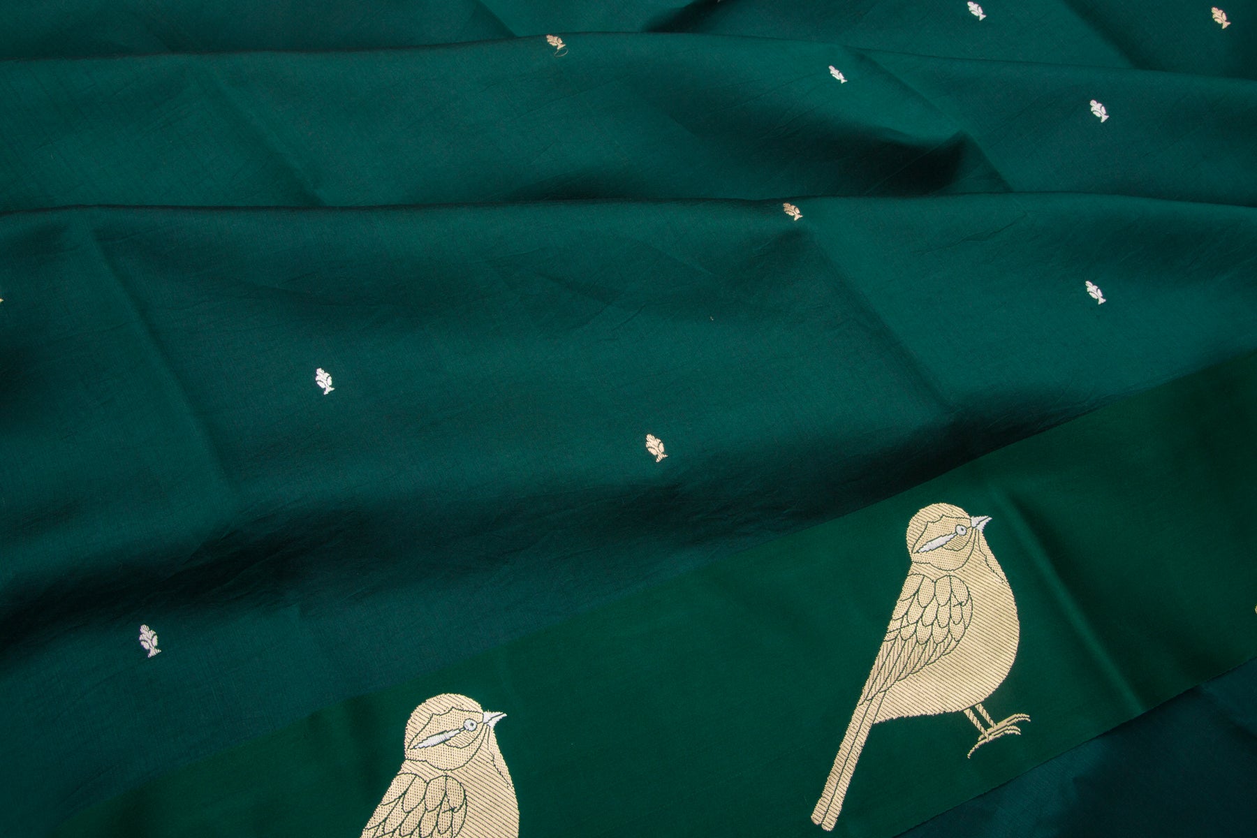 Banarasi Katan Silk Butta Dark Green Saree