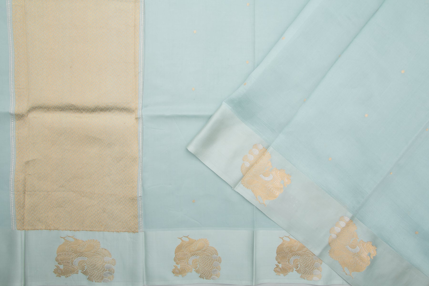 Banarasi Katan Silk Butta Pastel Blue Saree