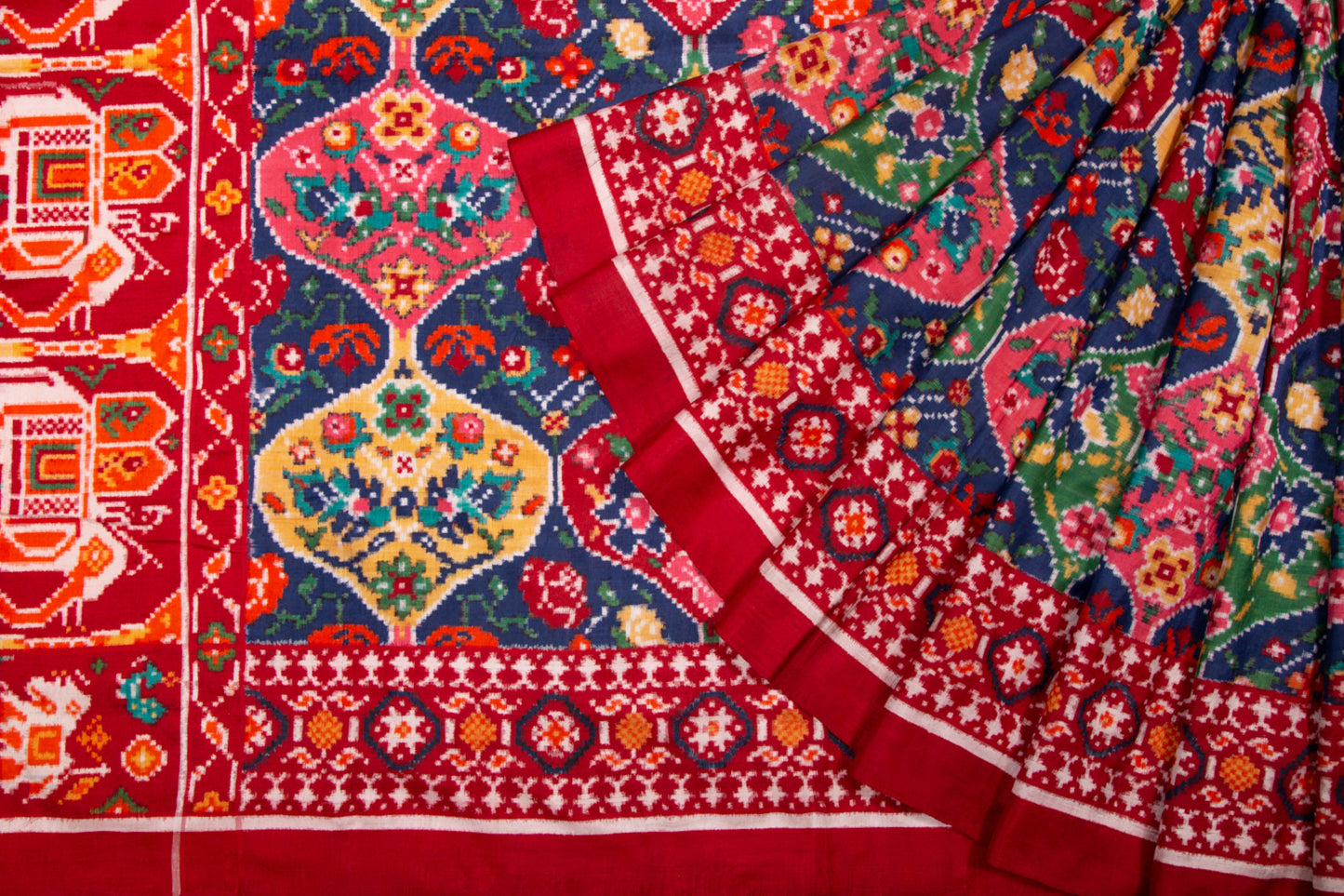 Patan Patola Silk Ikat Multicolour Saree