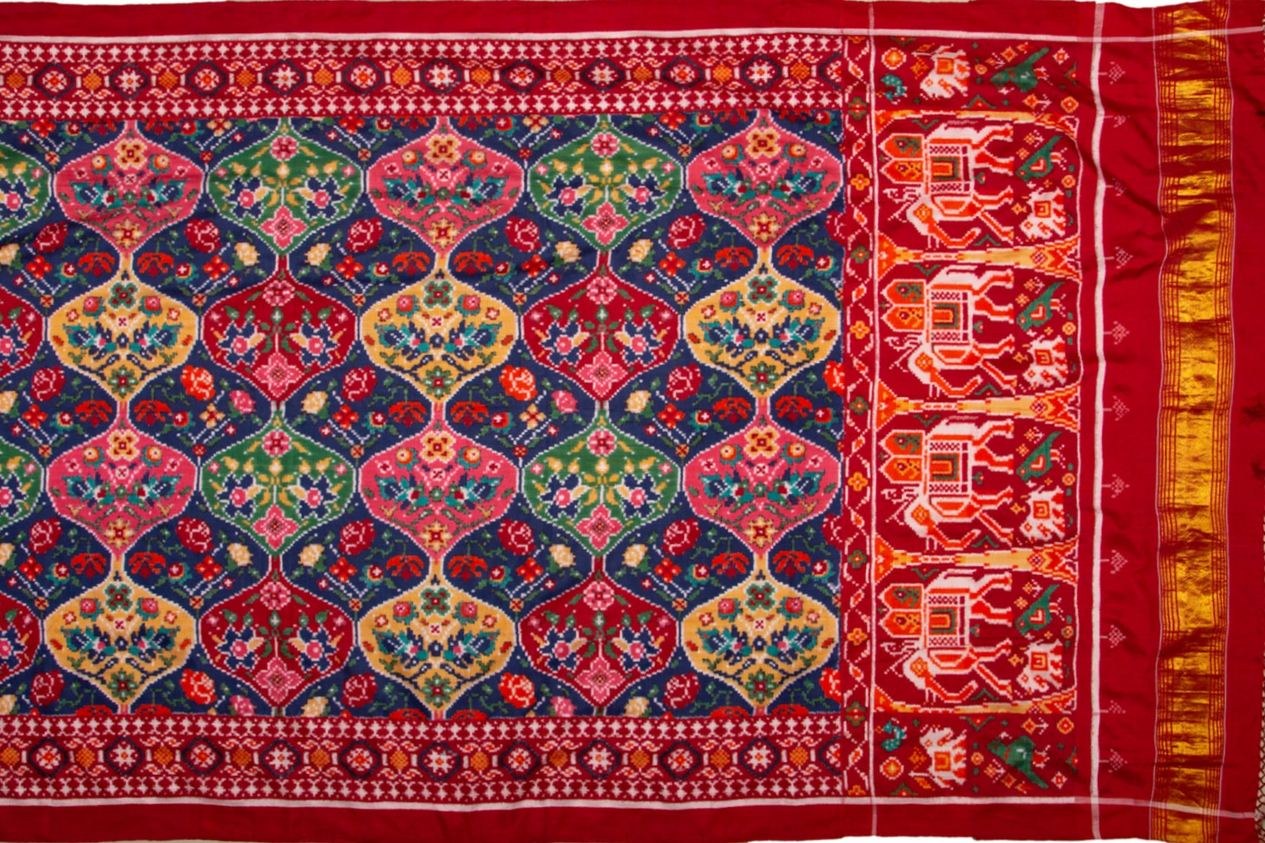 Patan Patola Silk Ikat Multicolour Saree