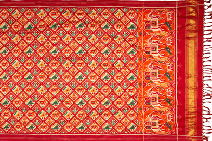 Patan Patola Silk Double Ikat 5 Figure White Saree