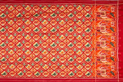 Patan Patola Silk Double Ikat 5 Figure White Saree