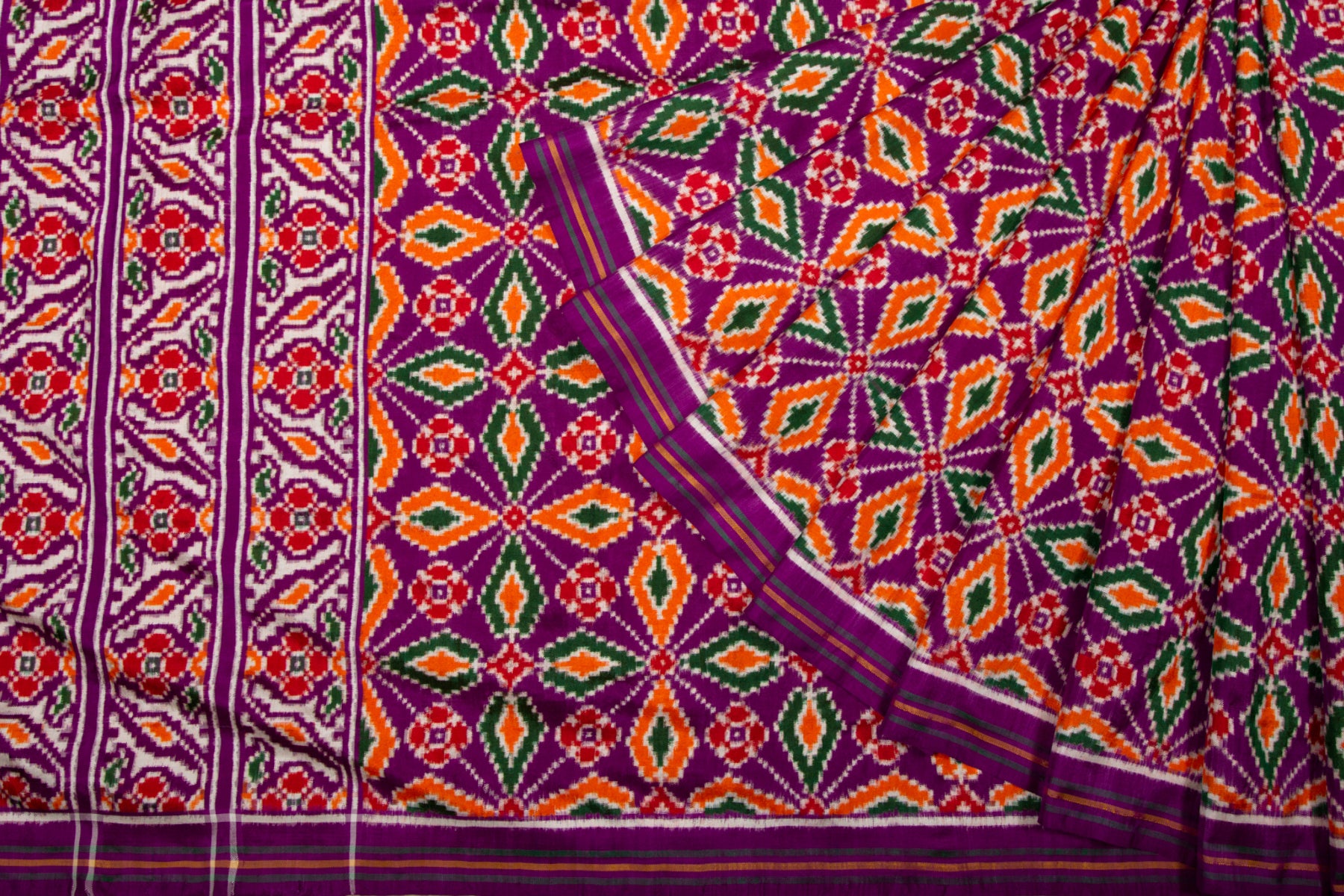 Patan Patola Silk Double Ikat Purple Saree