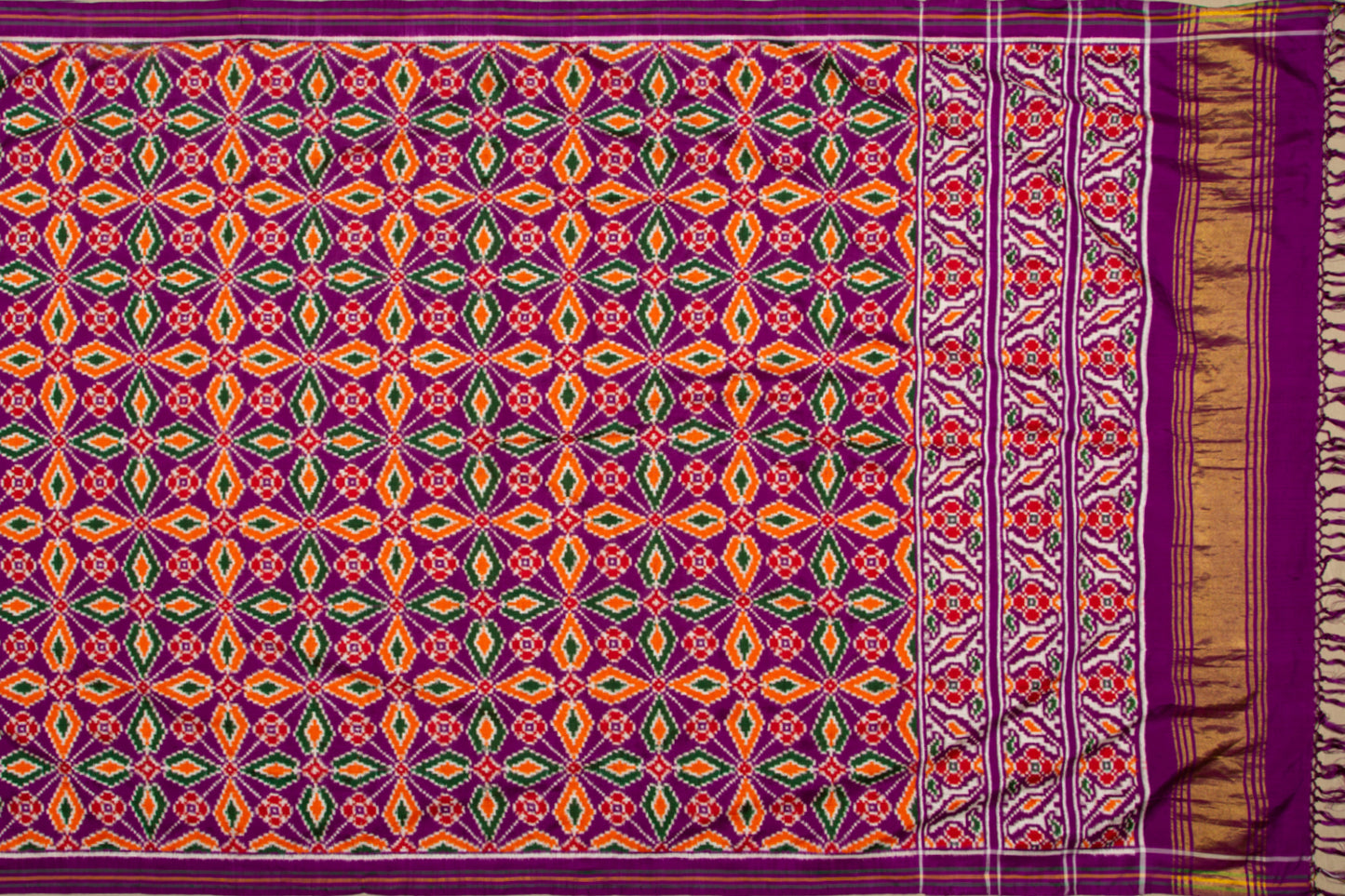 Patan Patola Silk Double Ikat Purple Saree