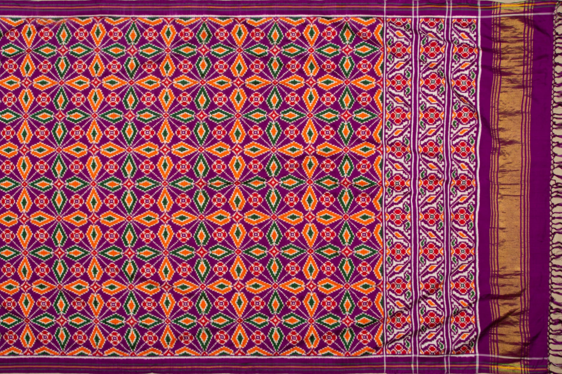 Patan Patola Silk Double Ikat Purple Saree