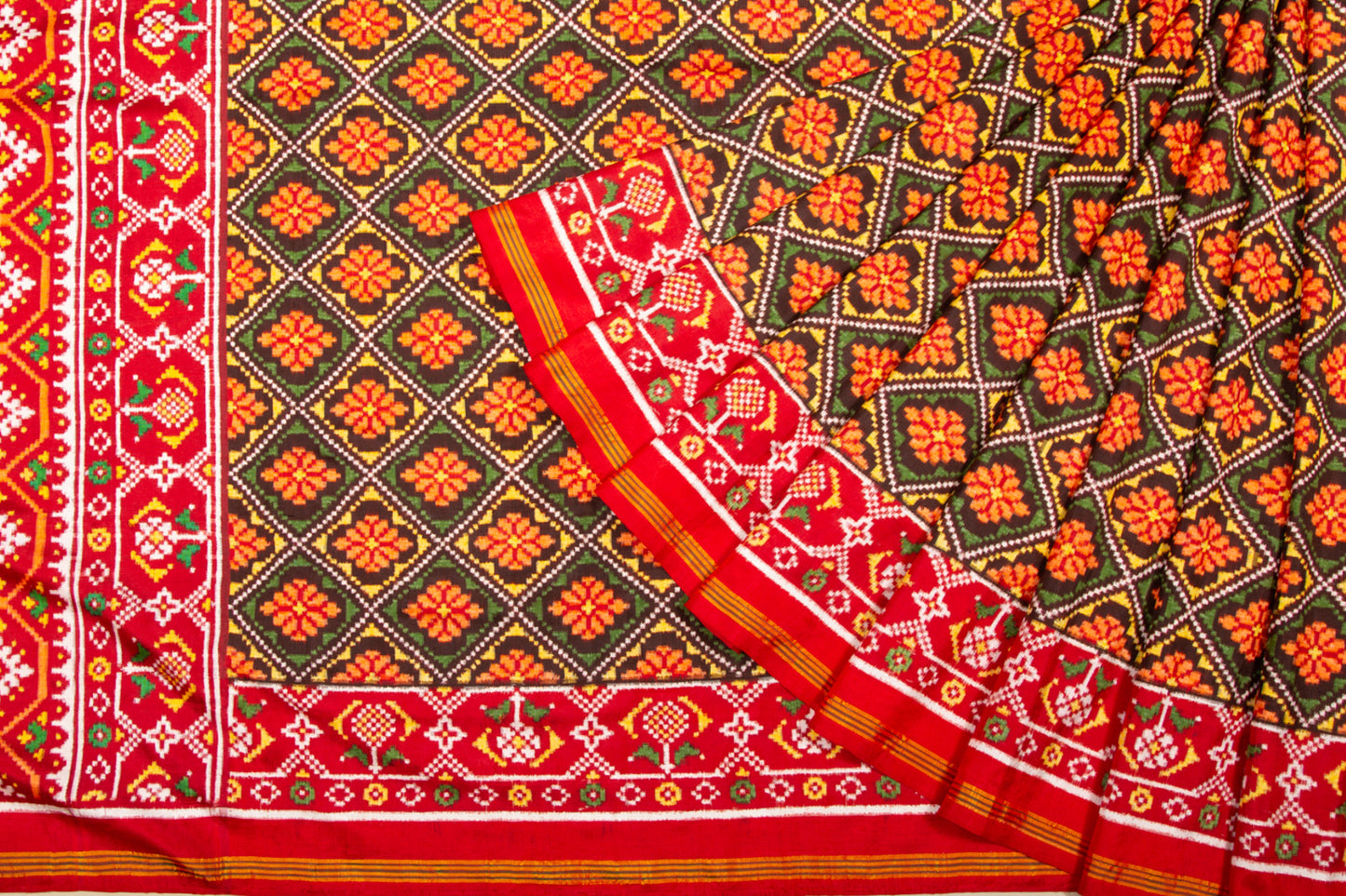 Patan Patola Silk Double Ikat Yellow Saree