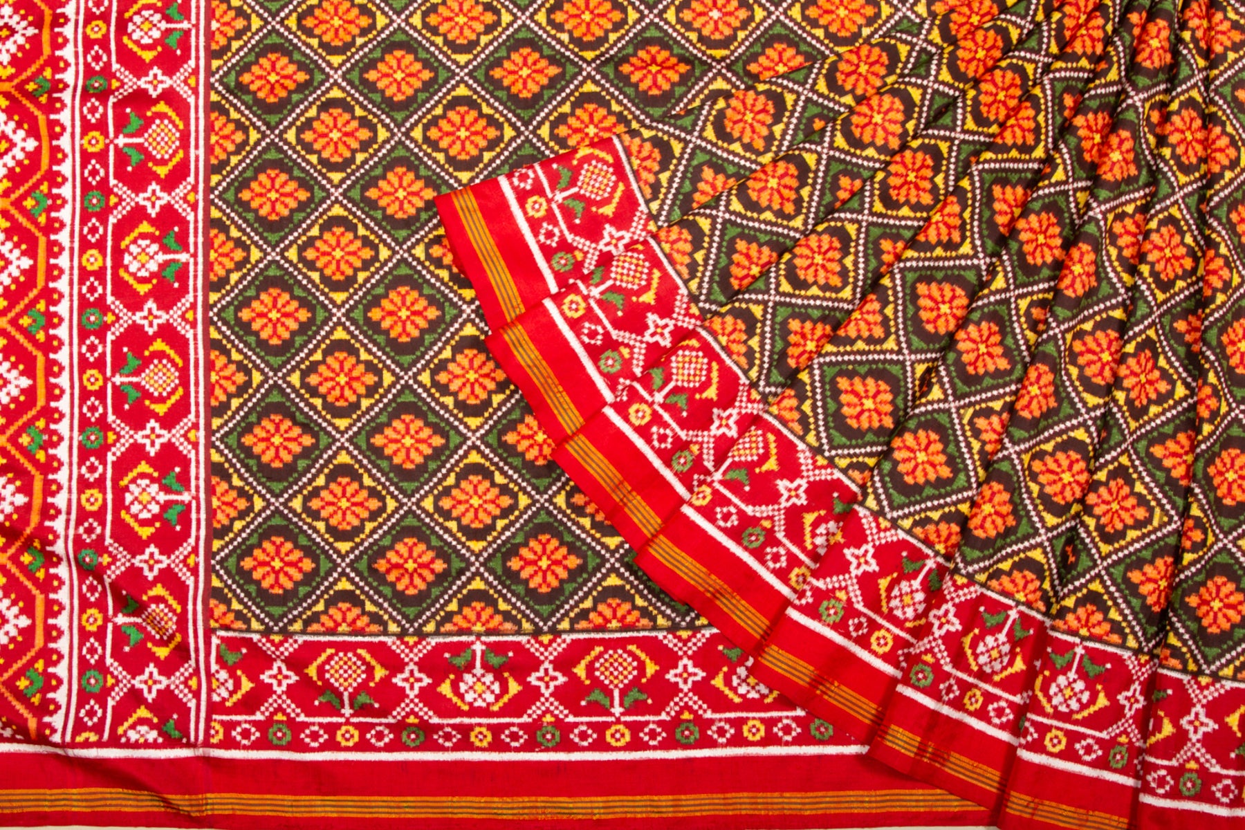Patan Patola Silk Double Ikat Yellow Saree