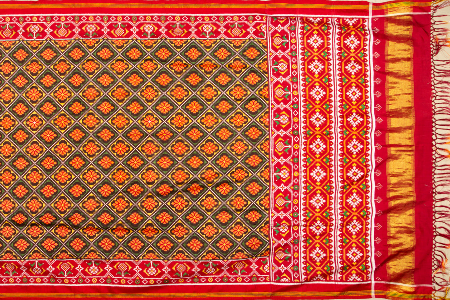Patan Patola Silk Double Ikat Yellow Saree