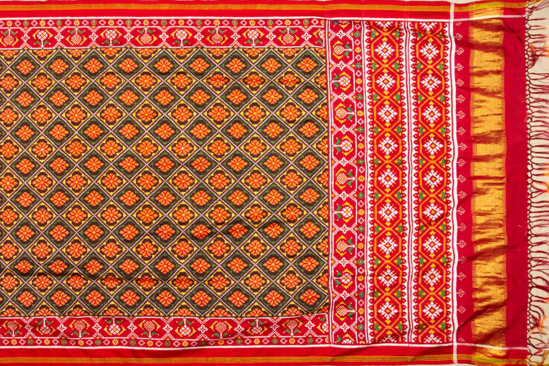 Patan Patola Silk Double Ikat Yellow Saree
