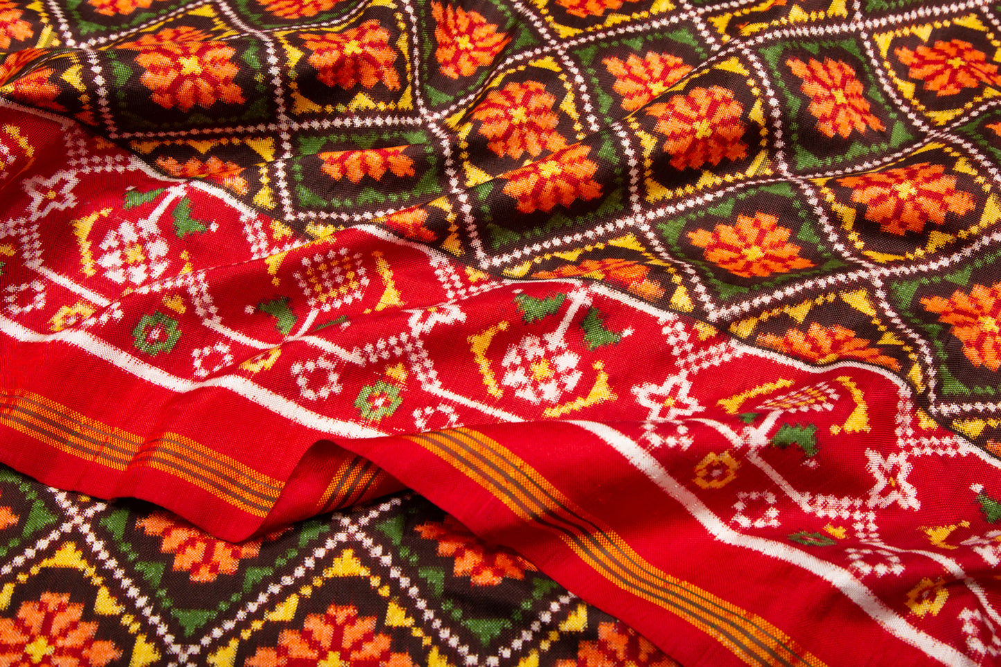 Patan Patola Silk Double Ikat Yellow Saree