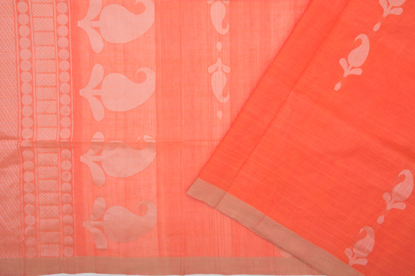 Kanchi Cotton Butta Orange Saree