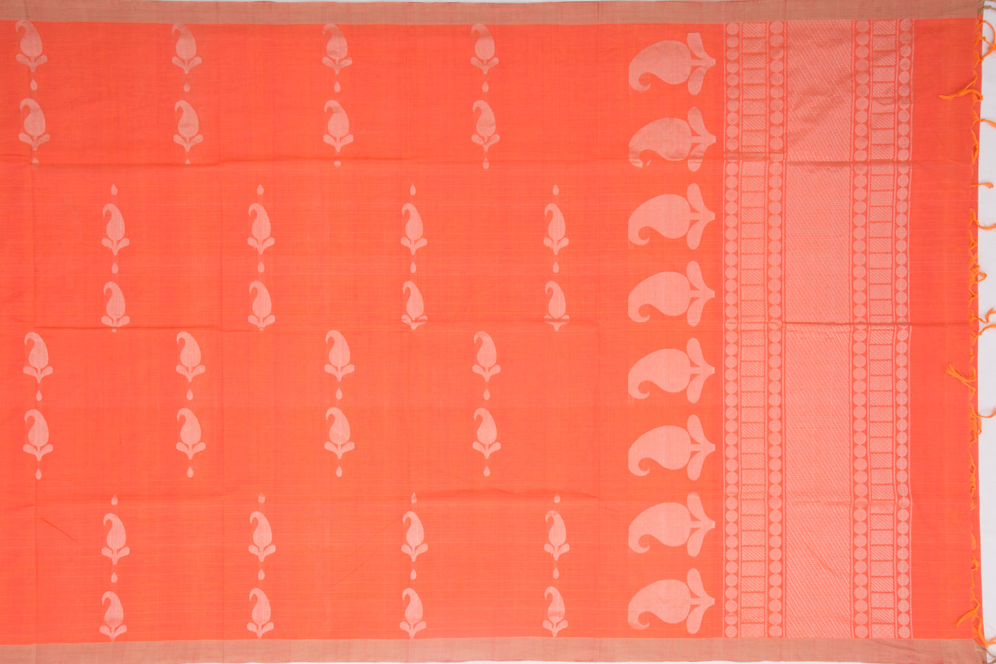 Kanchi Cotton Butta Orange Saree
