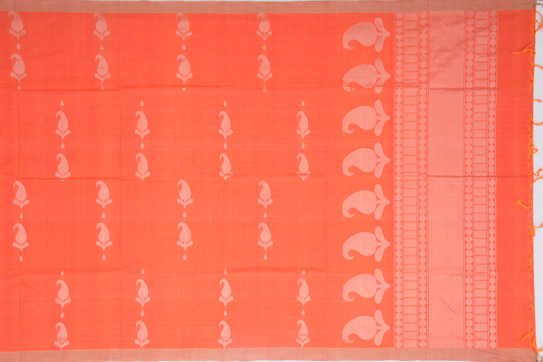 Kanchi Cotton Butta Orange Saree