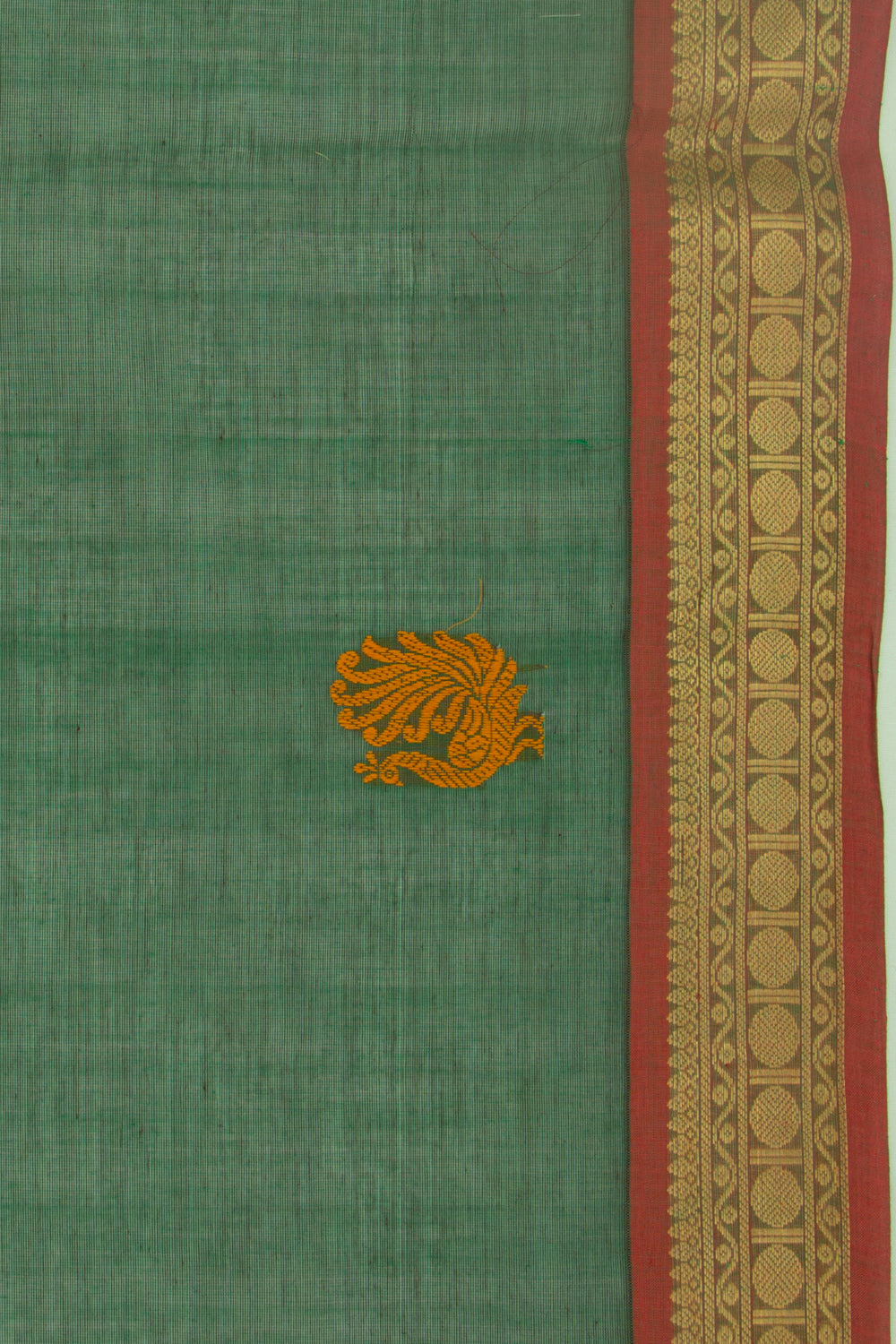 Kanchi Cotton Butta Dark Green Saree