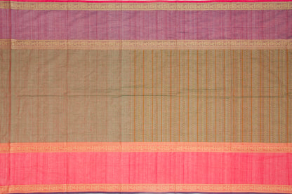 Kanchi Cotton Checks And Butta Dual Tone Brown And Green Saree