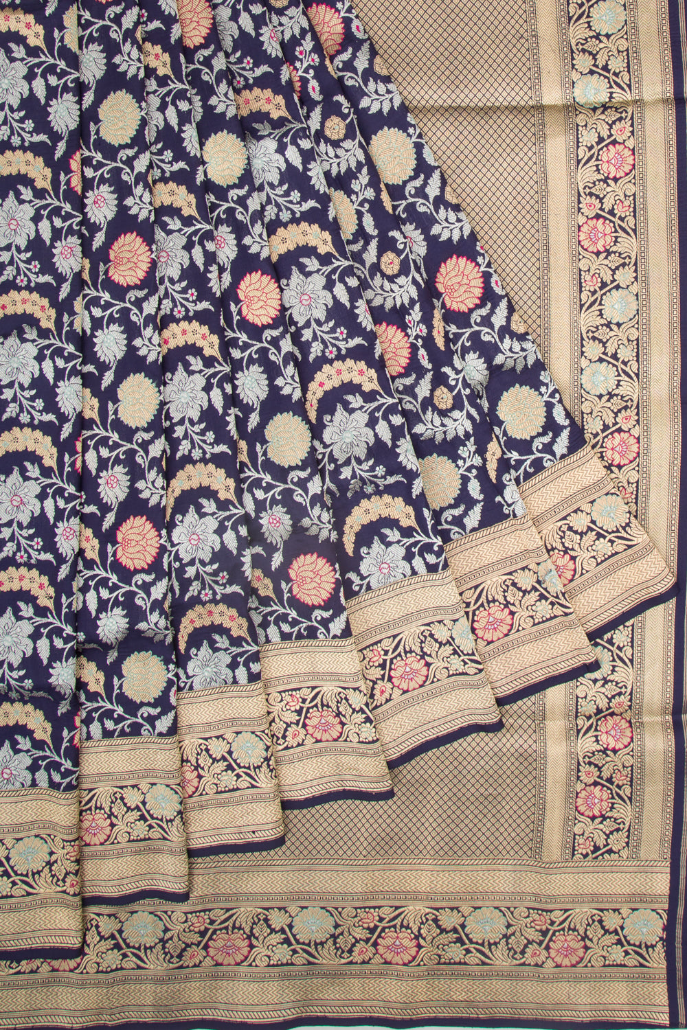 Banarasi Silk Kadwa Jaal Dark Blue Saree