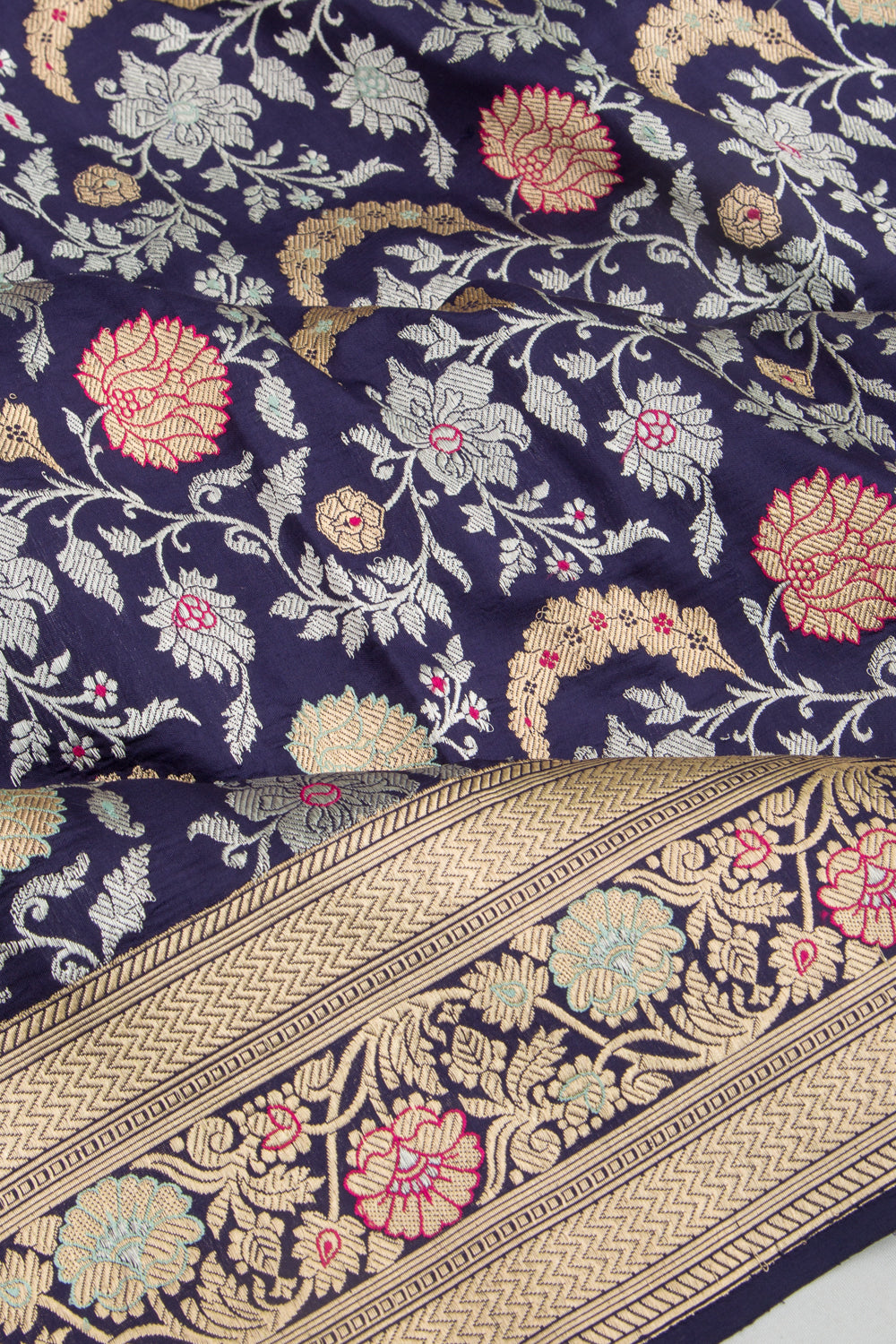 Banarasi Silk Kadwa Jaal Dark Blue Saree