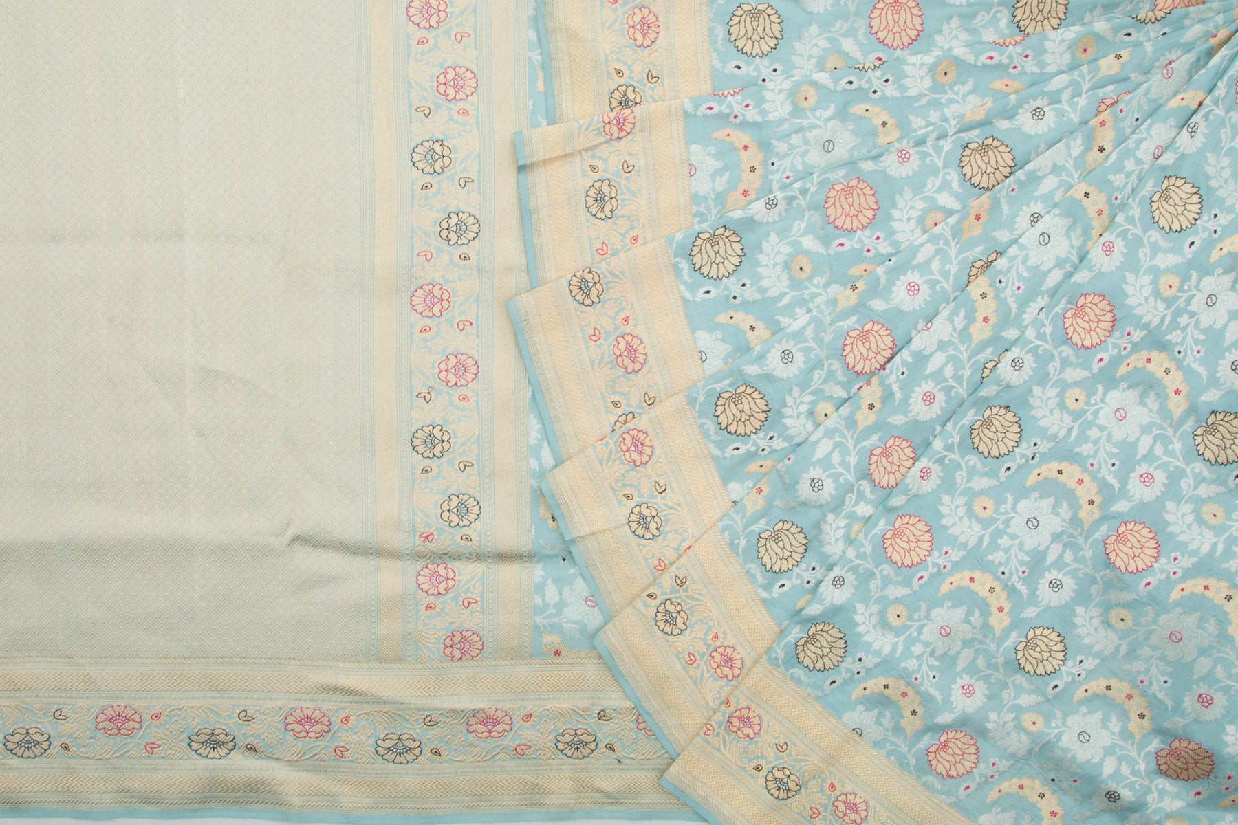 Banarasi Silk Kadwa Jaal Sky Blue Saree