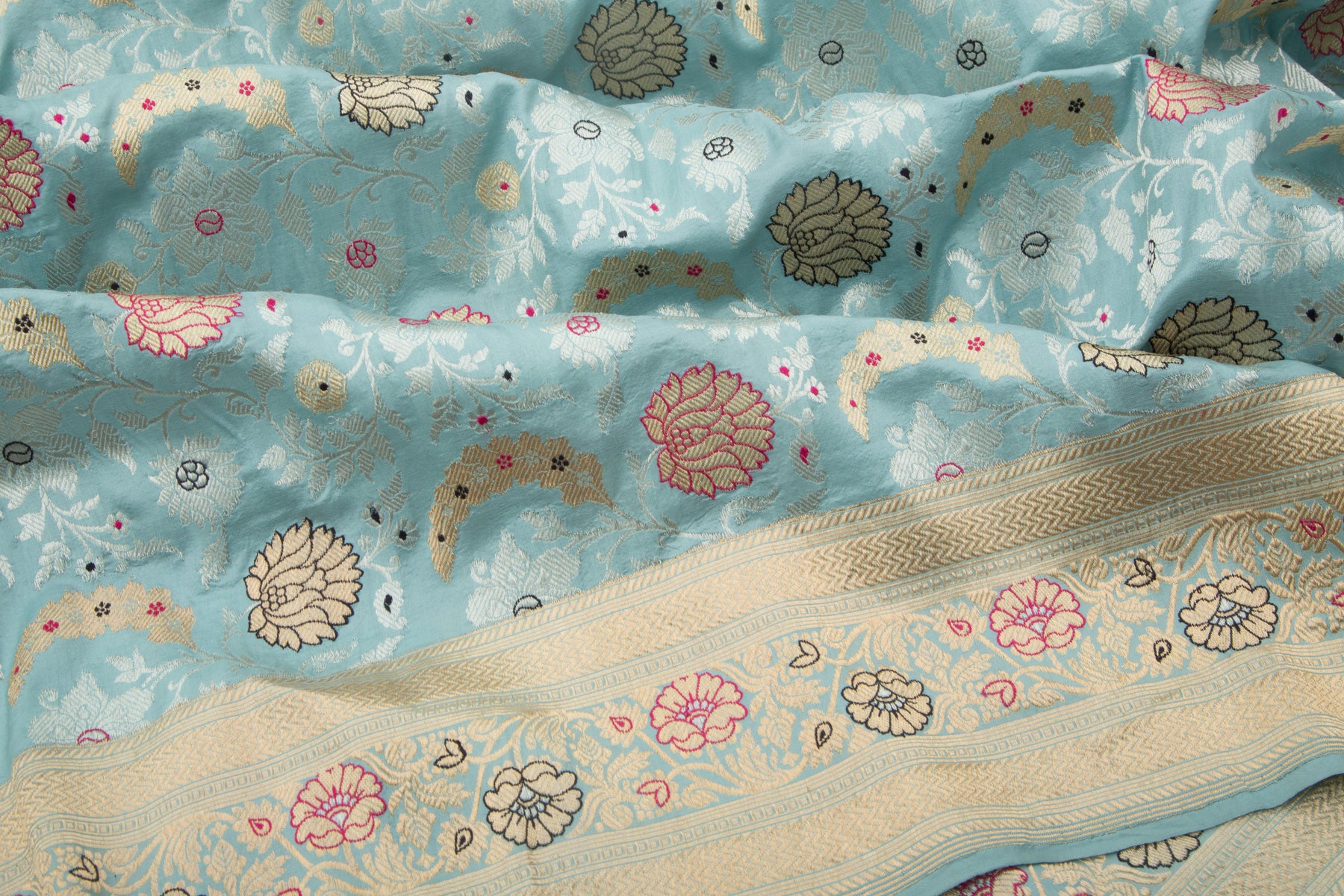 Banarasi Silk Kadwa Jaal Sky Blue Saree