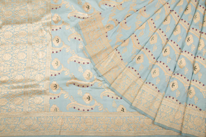 Banarasi Silk Kadwa Jaal Sky Blue Saree