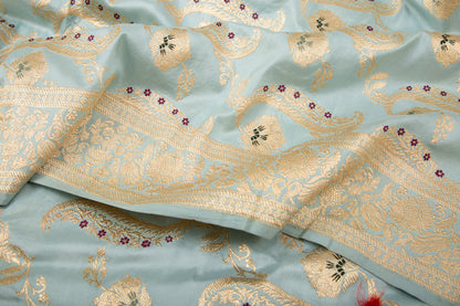Banarasi Silk Kadwa Jaal Sky Blue Saree