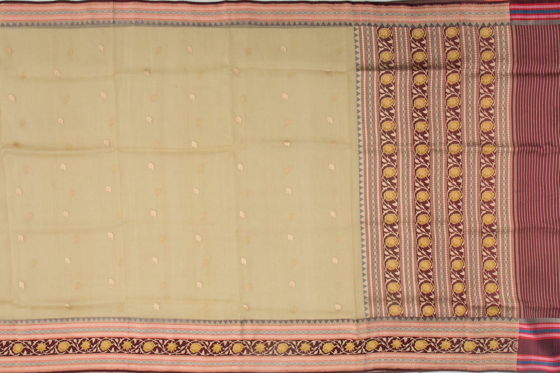 Banarasi Kora Organza Kadwa Butta Cream Saree