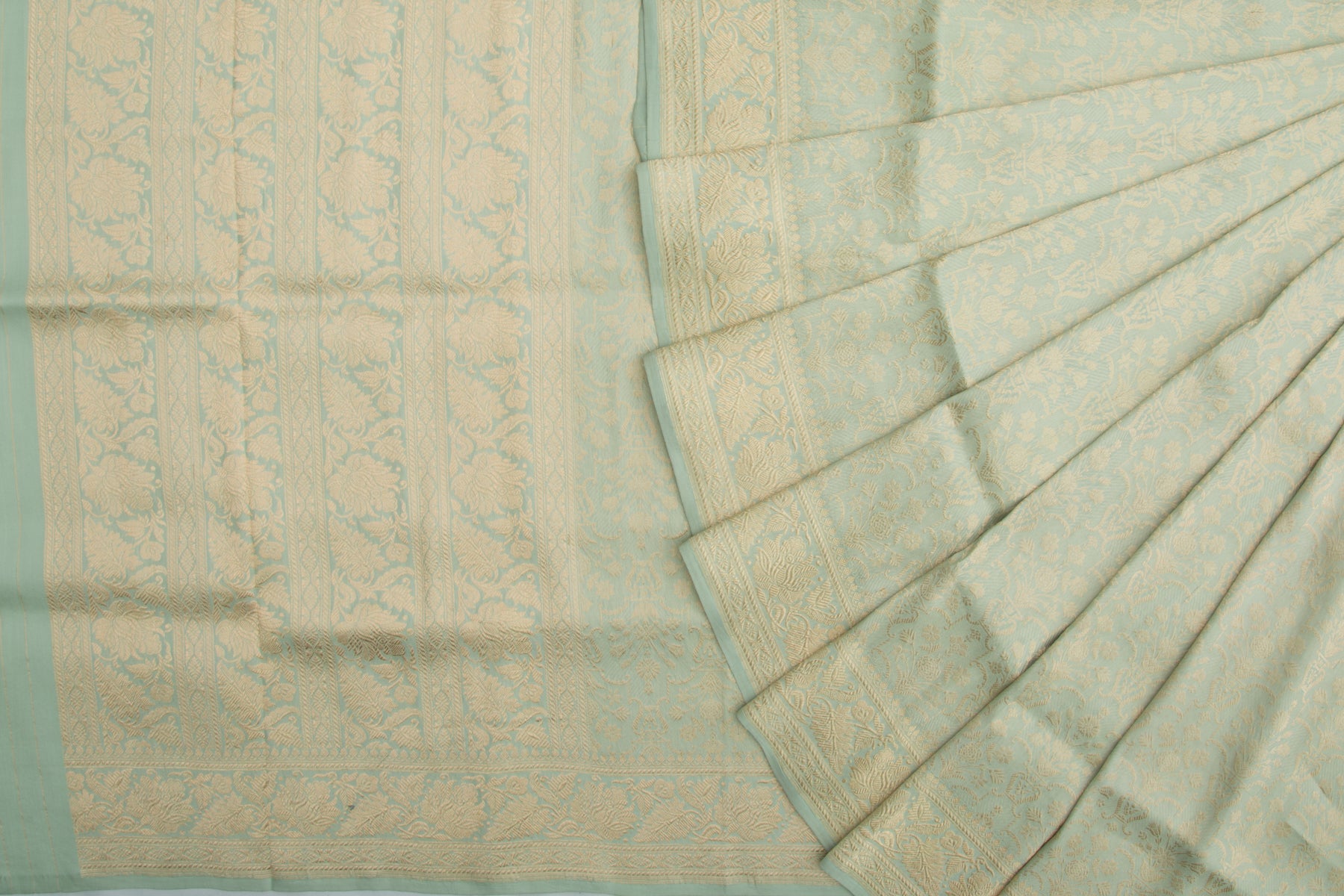 Banarasi Silk Brocade Pastel Green Saree