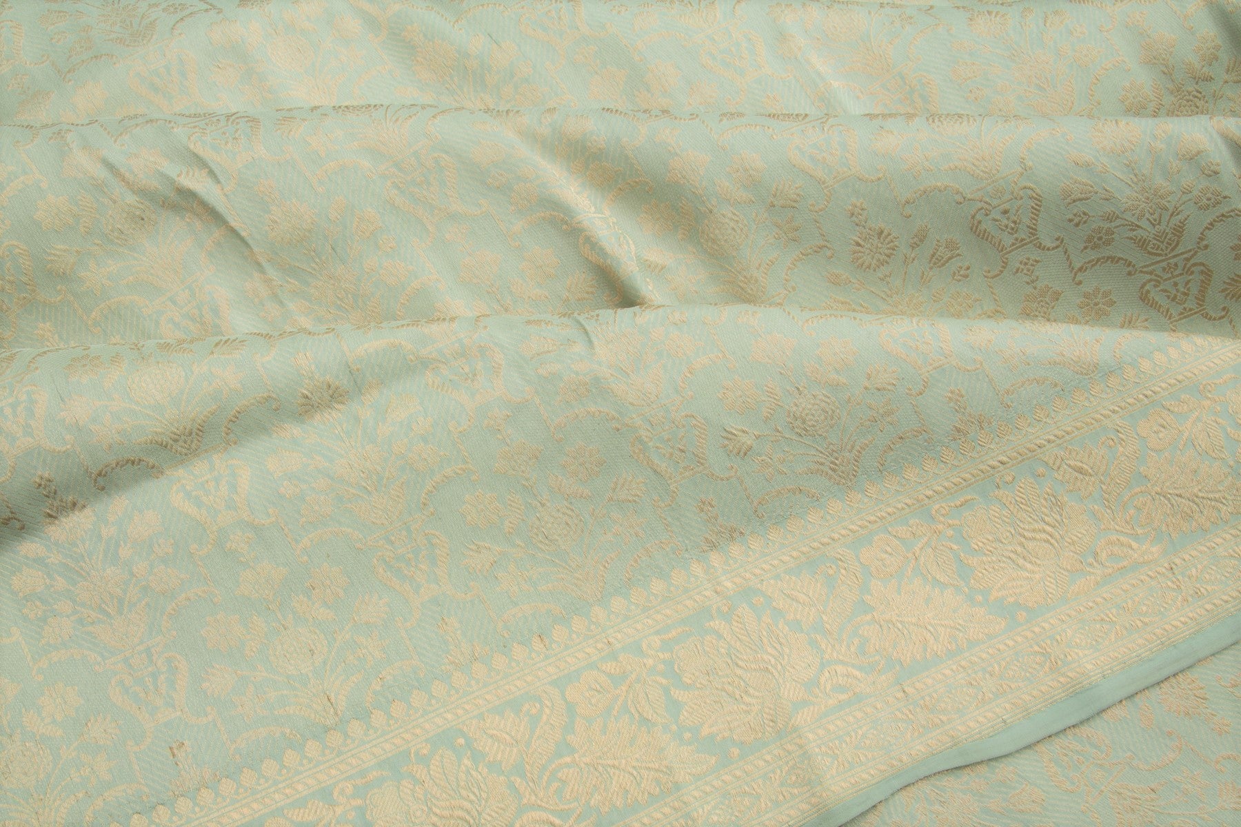 Banarasi Silk Brocade Pastel Green Saree