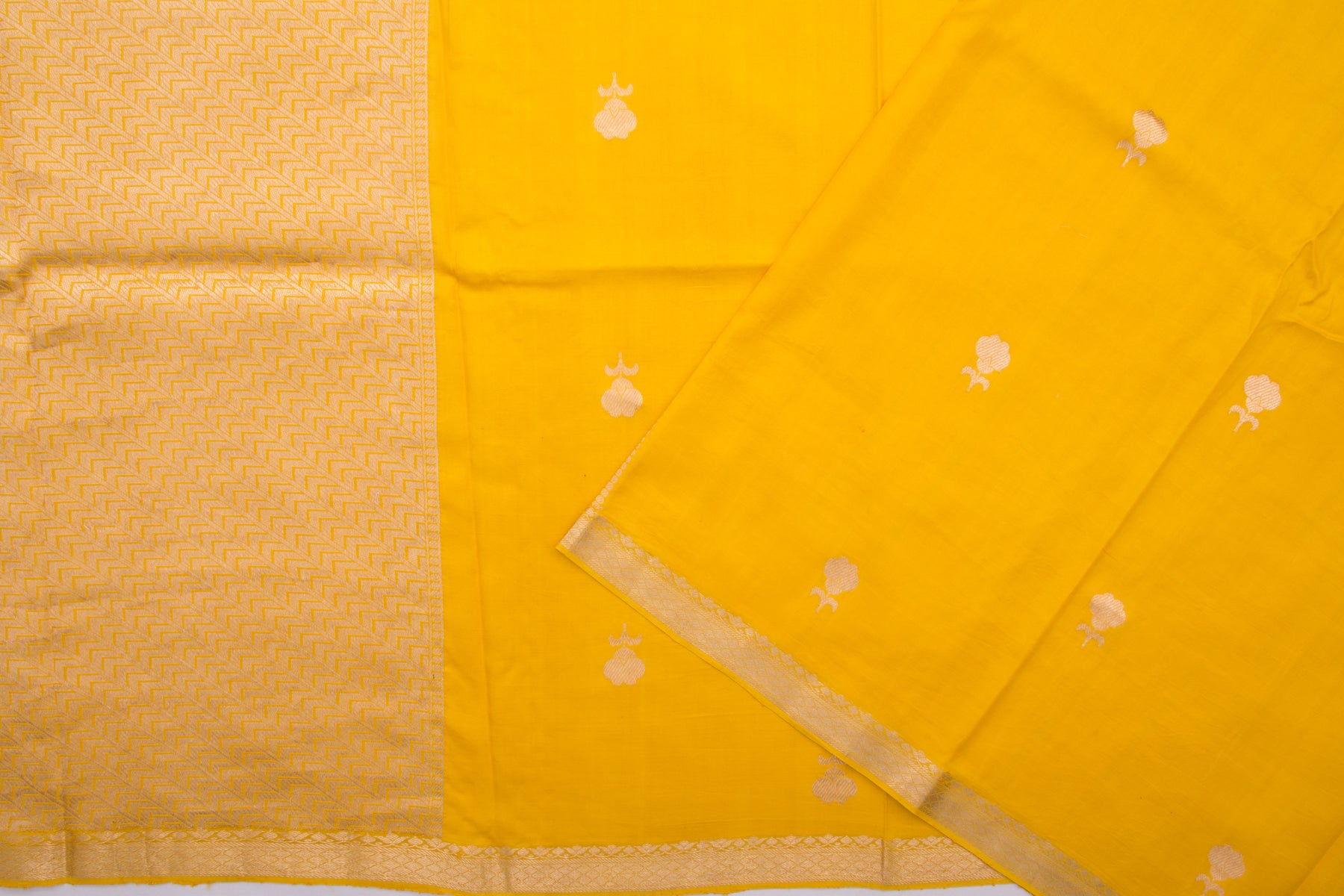 Banarasi Katan Silk Butta Yellow Saree