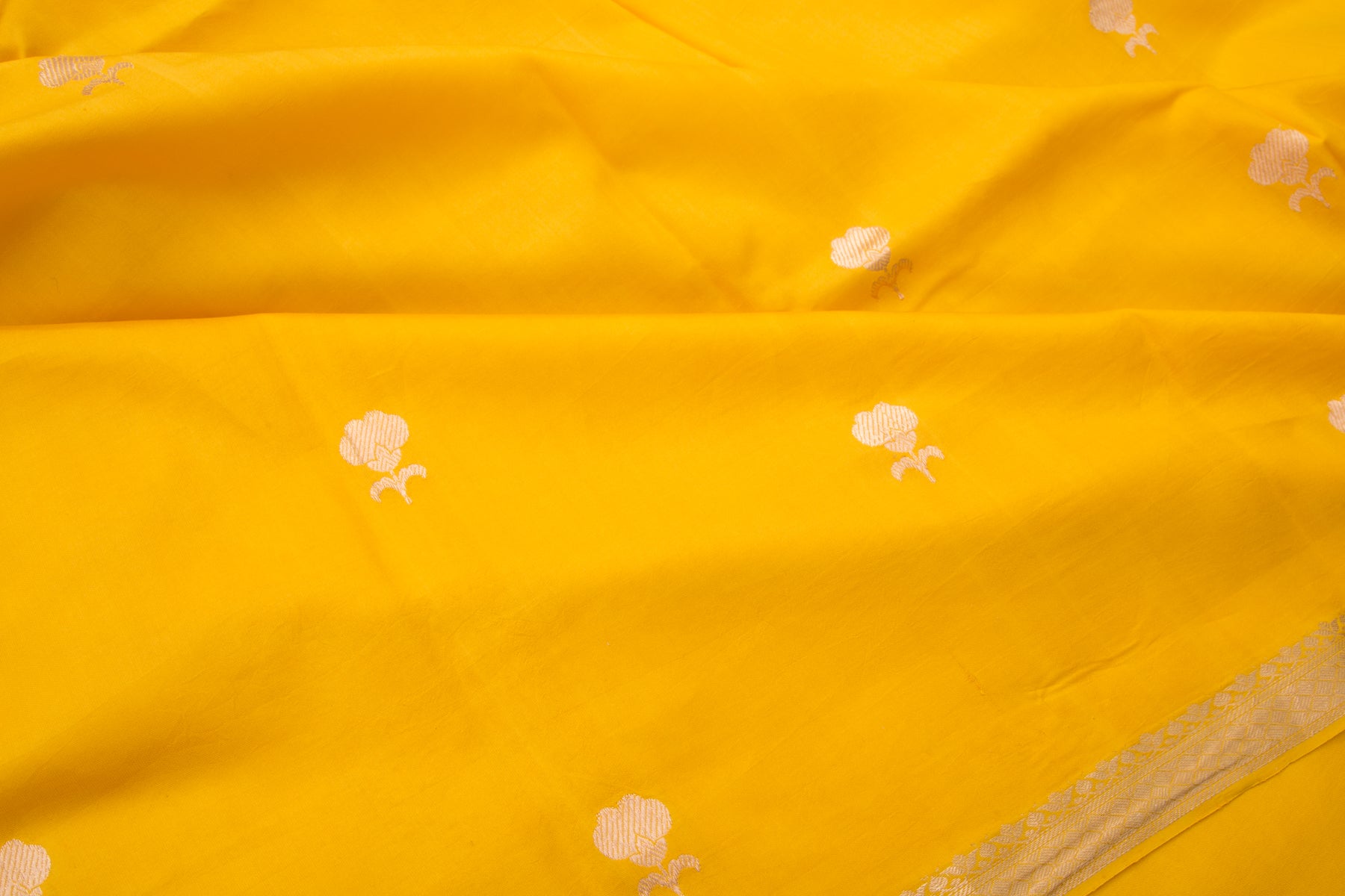 Banarasi Katan Silk Butta Yellow Saree