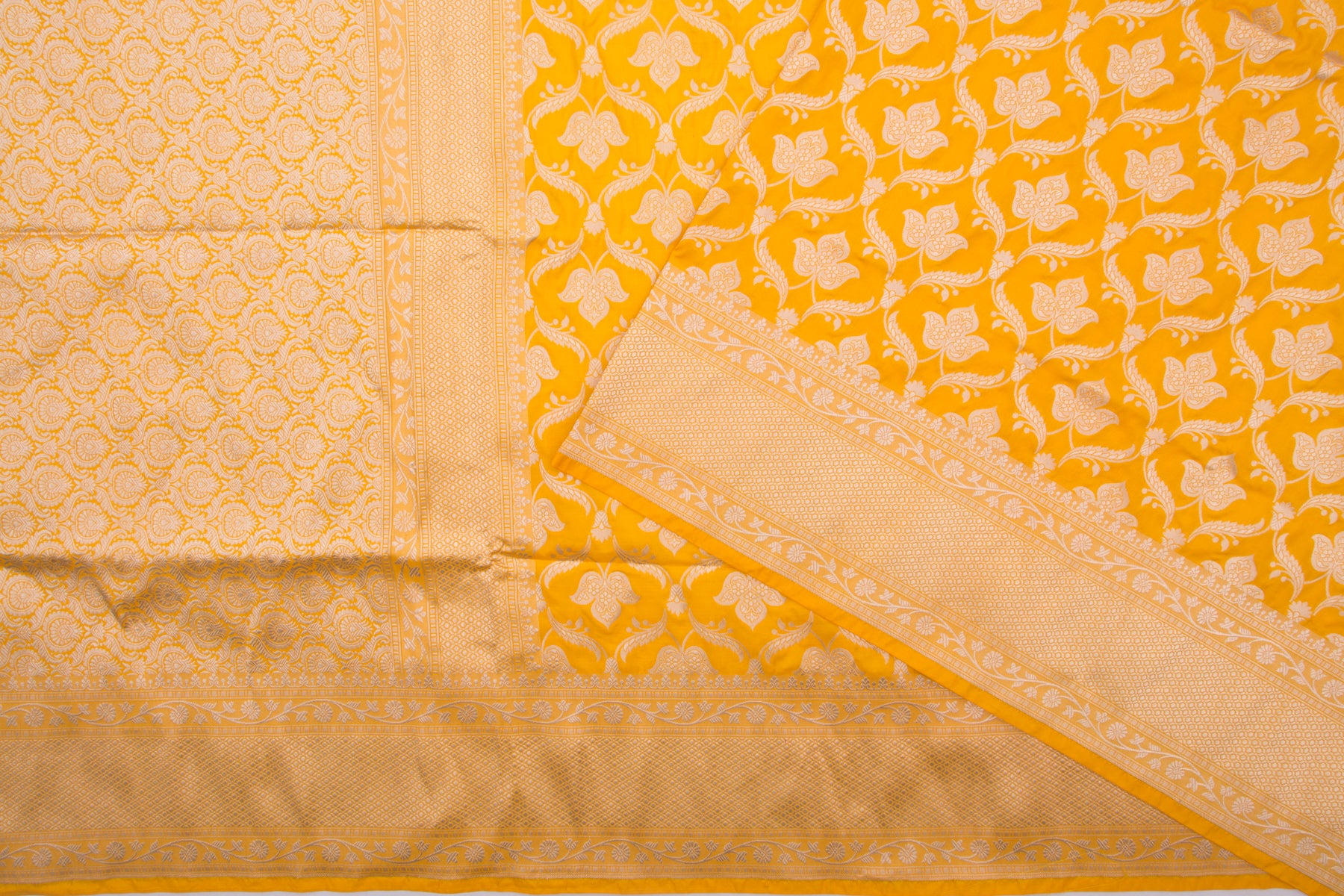 Banarasi Silk Brocade Yellow Saree