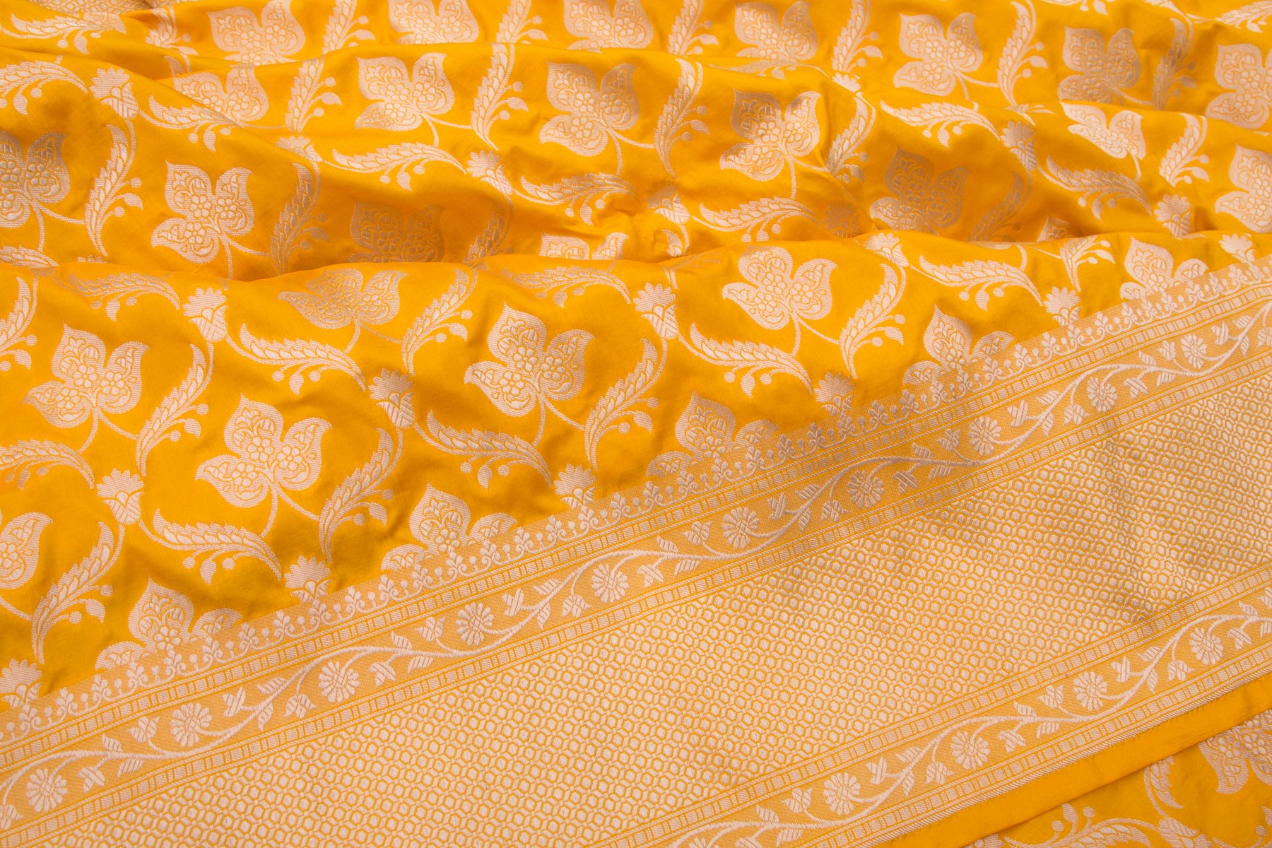 Banarasi Silk Brocade Yellow Saree