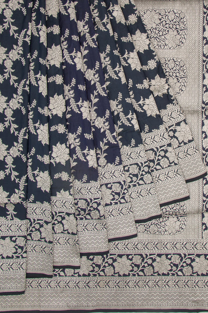 Banarasi Silk Jaal Midnight Blue Saree