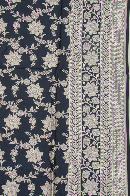 Banarasi Silk Jaal Midnight Blue Saree