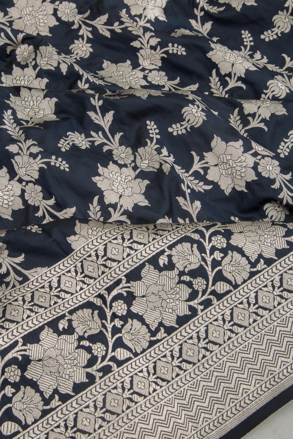Banarasi Silk Jaal Midnight Blue Saree