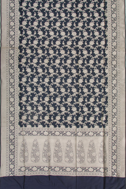 Banarasi Silk Jaal Midnight Blue Saree