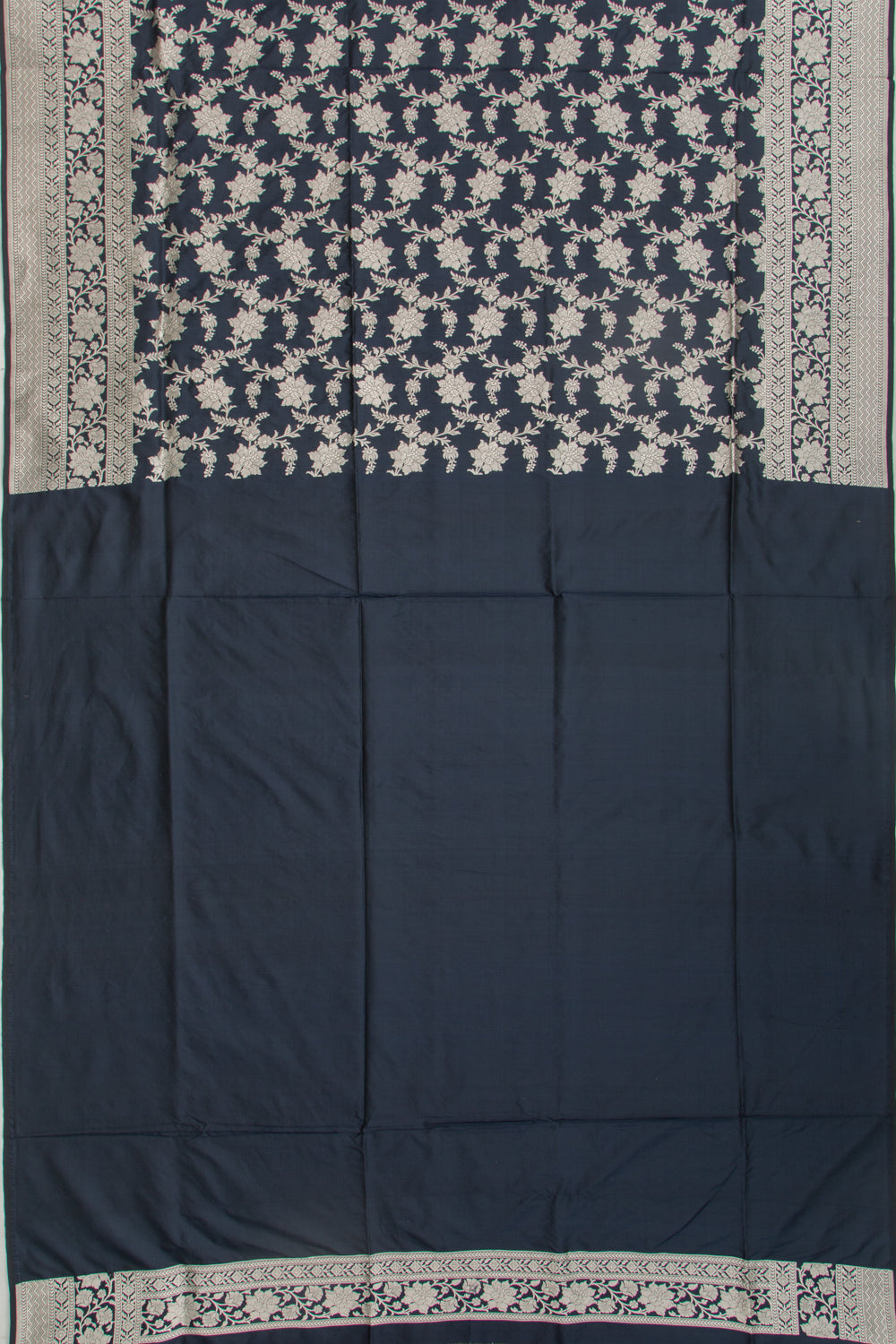 Banarasi Silk Jaal Midnight Blue Saree