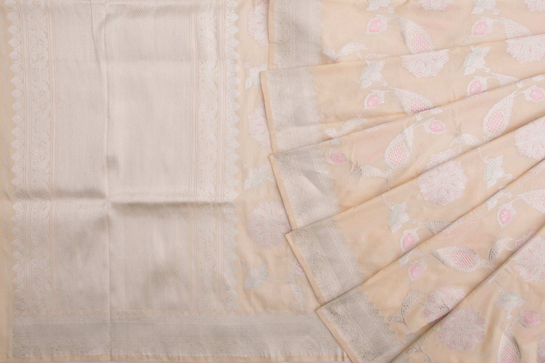 Banarasi Silk Jaal Cream Saree