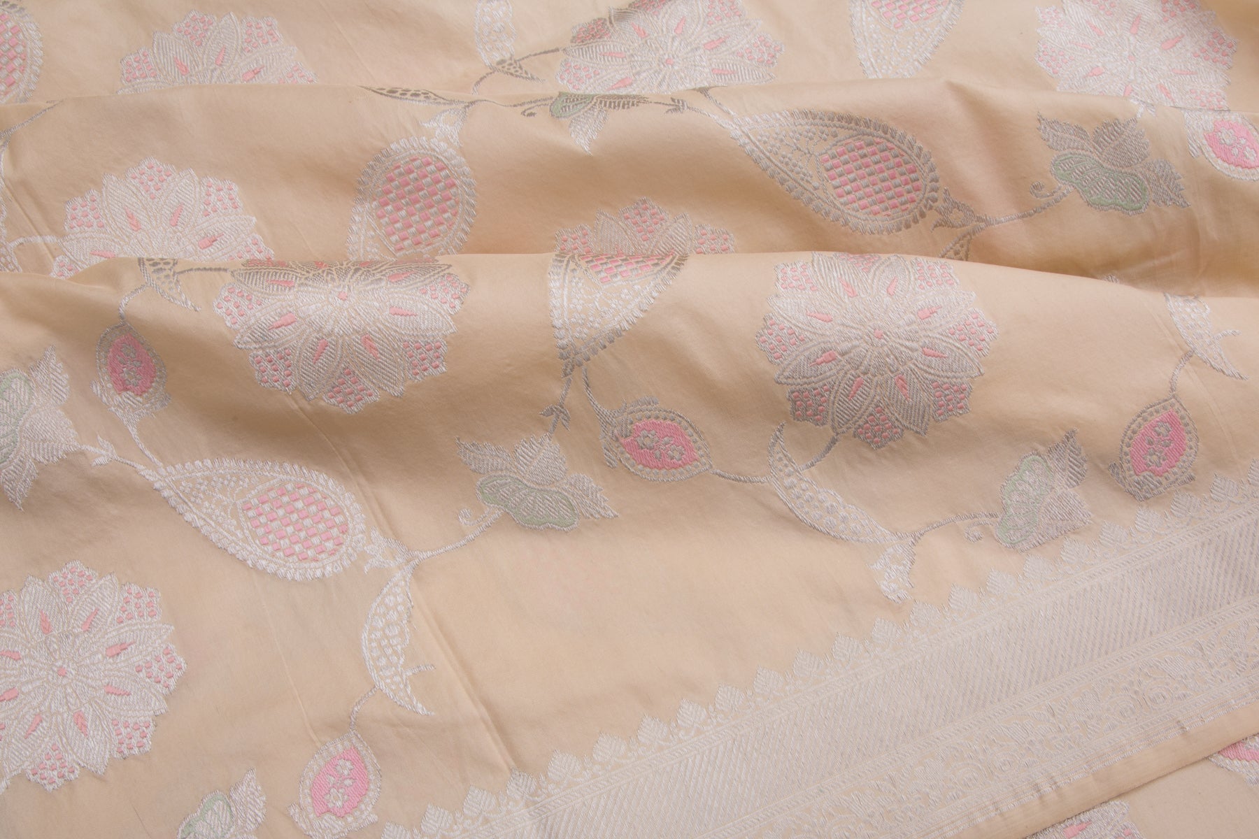 Banarasi Silk Jaal Cream Saree
