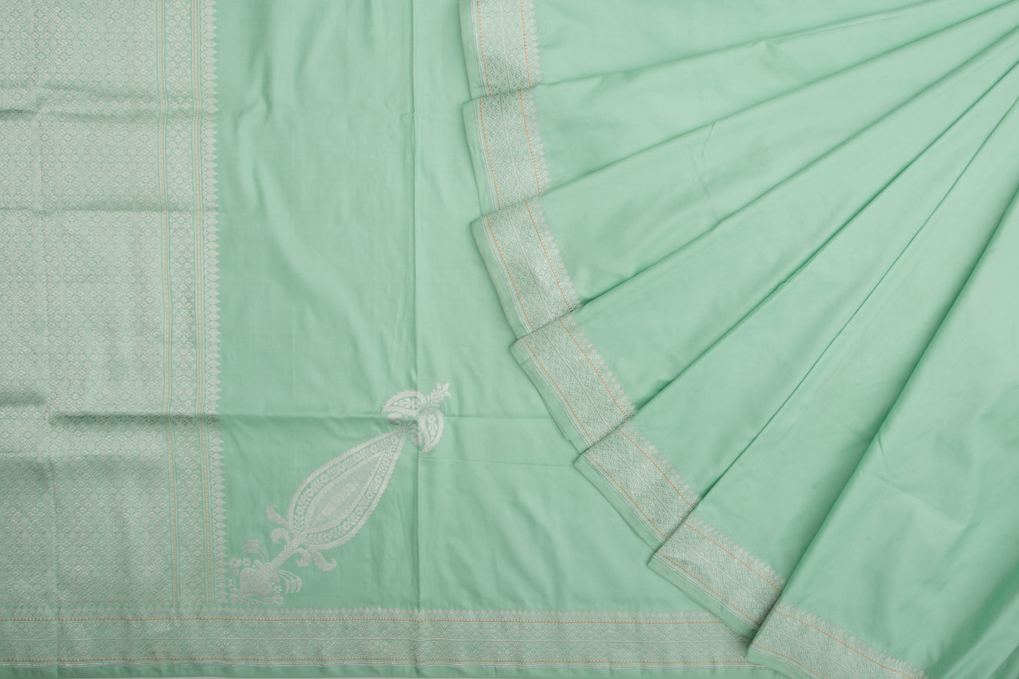 Banarasi Silk Plain Pastel Green Saree