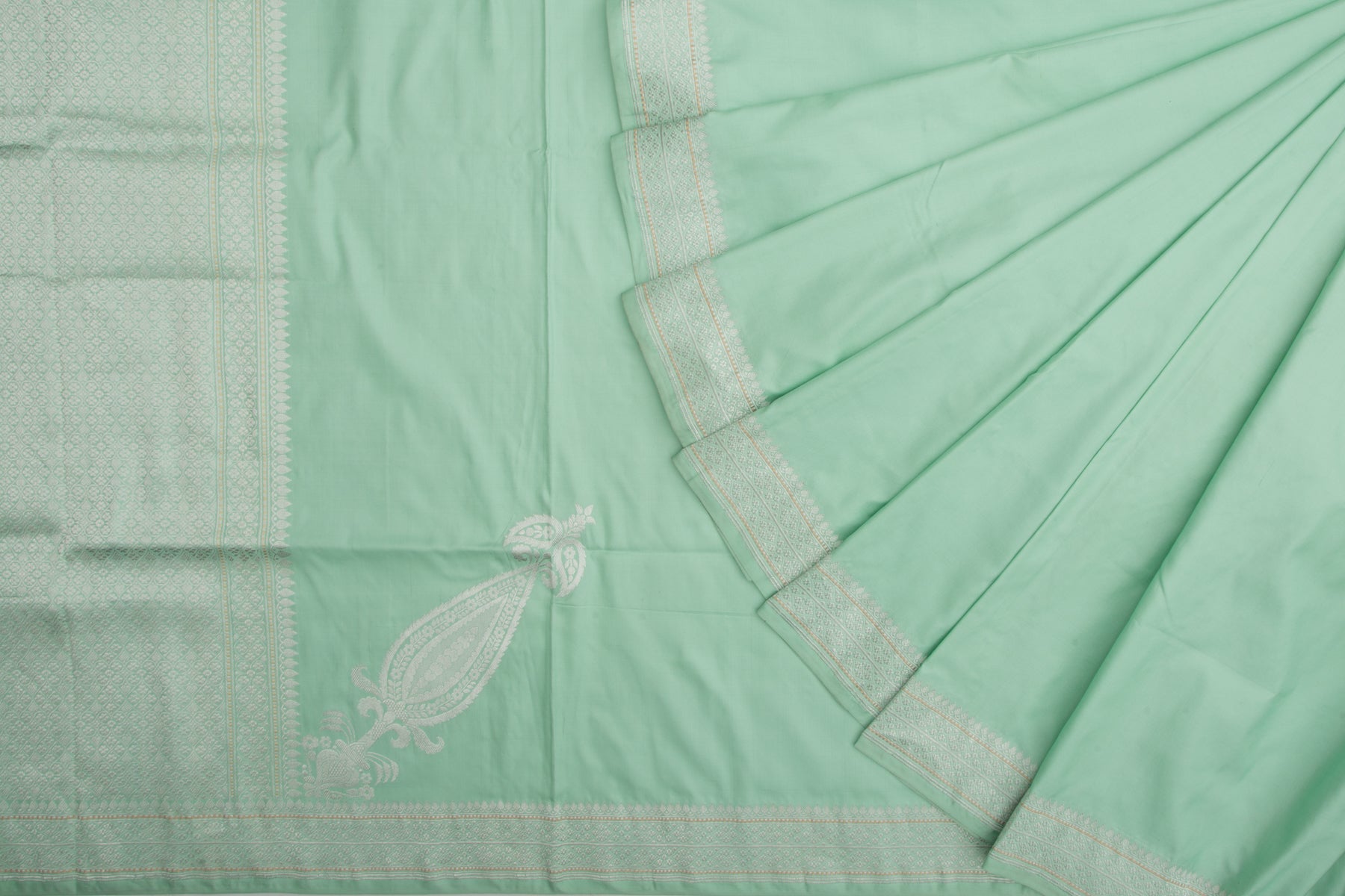 Banarasi Silk Plain Pastel Green Saree