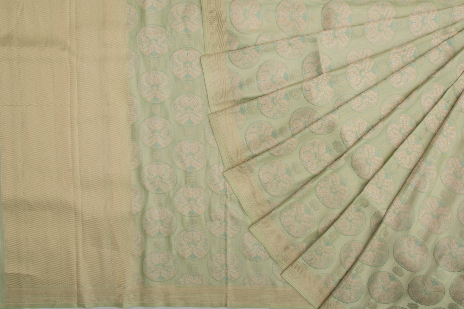 Banarasi Silk Brocade Pastel Green Saree