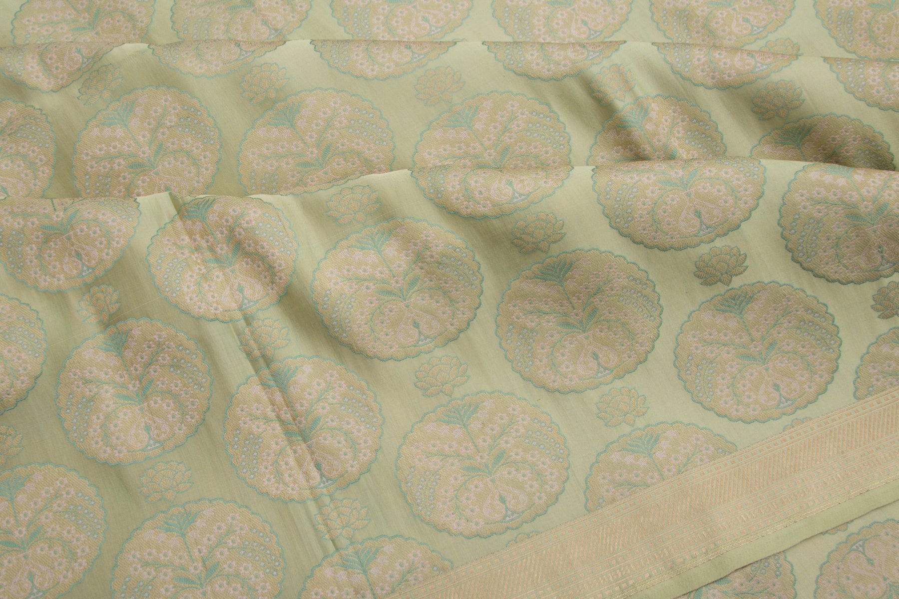 Banarasi Silk Brocade Pastel Green Saree