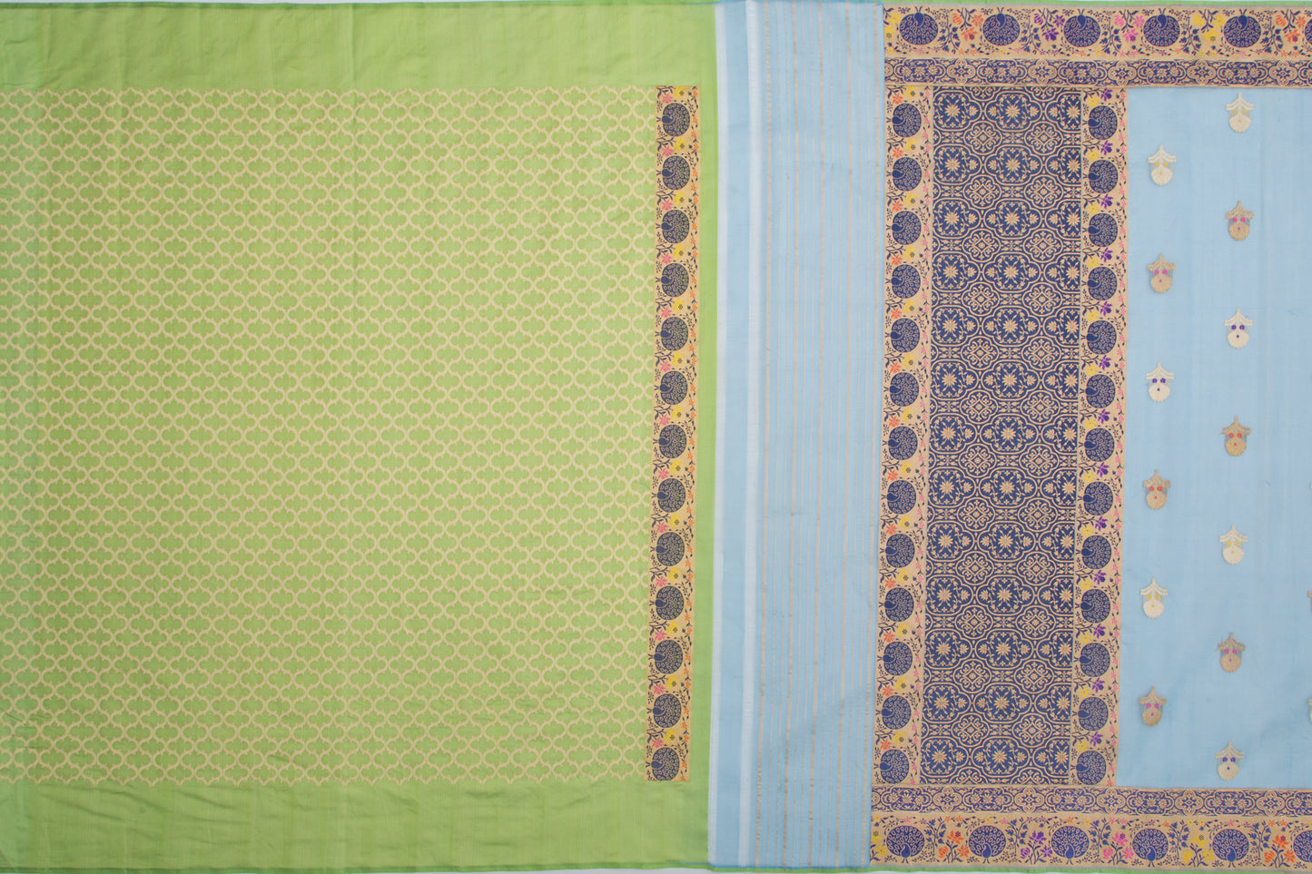 Banarasi Kora Organza Kadwa Butta Blue Saree